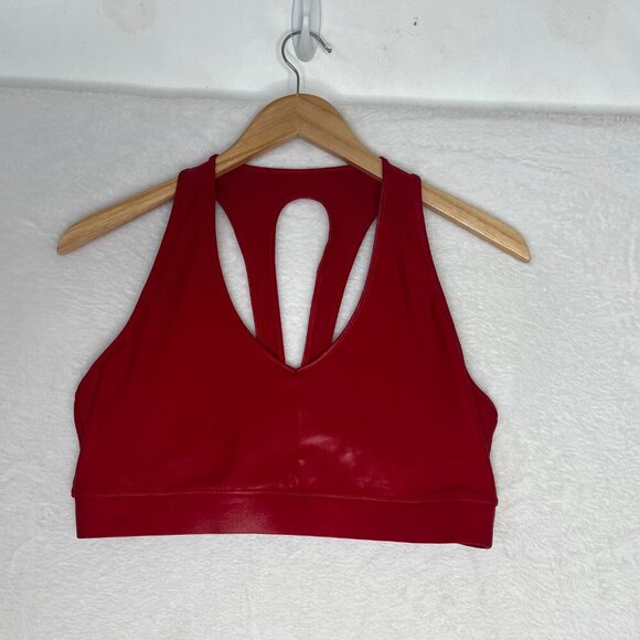 Carbon 38 Action Bra 2.0 Metallic Red Dahlia Racerback Sports Bra Workout sz L - Picture 5 of 11
